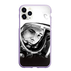 Чехол iPhone 11 Pro матовый Юрий Гагарин, цвет: 3D-светло-сиреневый