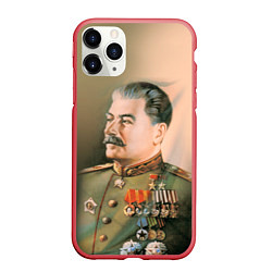 Чехол iPhone 11 Pro матовый Иосиф Сталин цвета 3D-красный — фото 1