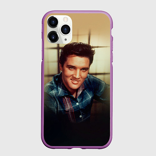 Чехол iPhone 11 Pro матовый Элвис Пресли / 3D-Фиолетовый – фото 1