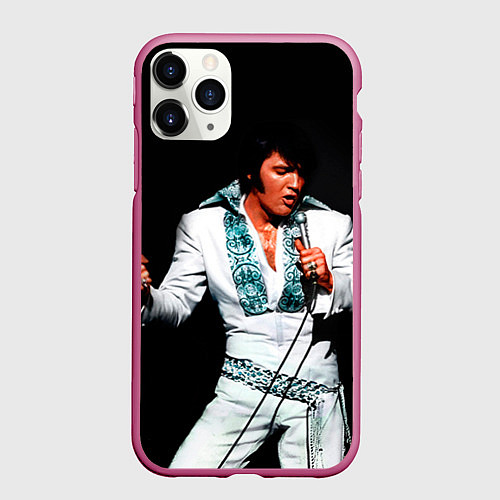 Чехол iPhone 11 Pro матовый Элвис поет / 3D-Малиновый – фото 1