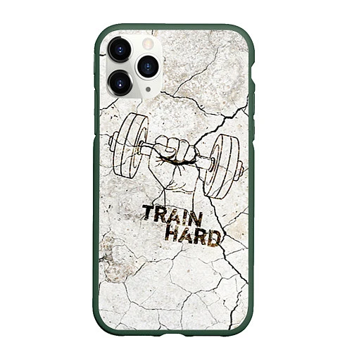 Чехол iPhone 11 Pro матовый Train hard / 3D-Темно-зеленый – фото 1