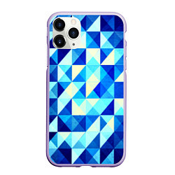 Чехол iPhone 11 Pro матовый Синяя геометрия, цвет: 3D-светло-сиреневый