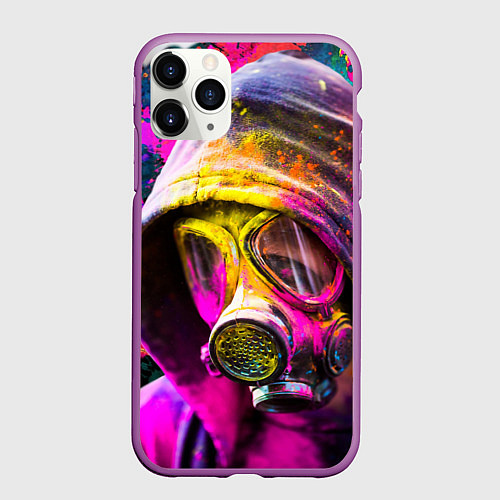 Чехол iPhone 11 Pro матовый Индуистский фестиваль красок / 3D-Фиолетовый – фото 1
