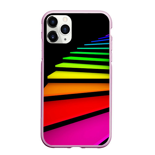 Чехол iPhone 11 Pro матовый Радужная лестница / 3D-Розовый – фото 1