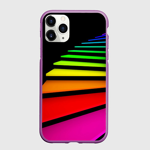 Чехол iPhone 11 Pro матовый Радужная лестница / 3D-Фиолетовый – фото 1
