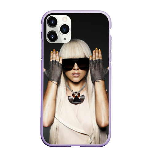 Чехол iPhone 11 Pro матовый Lady Gaga / 3D-Светло-сиреневый – фото 1