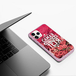 Чехол iPhone 11 Pro матовый Лучшая тётя, цвет: 3D-розовый — фото 2