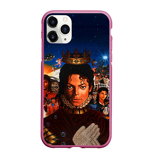 Чехол iPhone 11 Pro матовый Michael Jackson: Pop King / 3D-Малиновый – фото 1