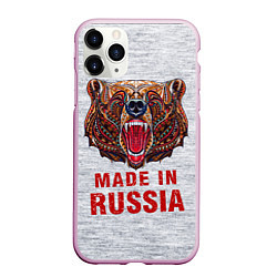 Чехол iPhone 11 Pro матовый Bear: Made in Russia, цвет: 3D-розовый