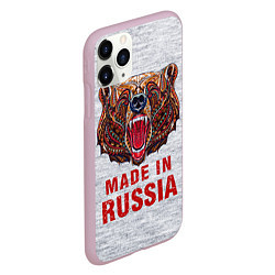 Чехол iPhone 11 Pro матовый Bear: Made in Russia, цвет: 3D-розовый — фото 2