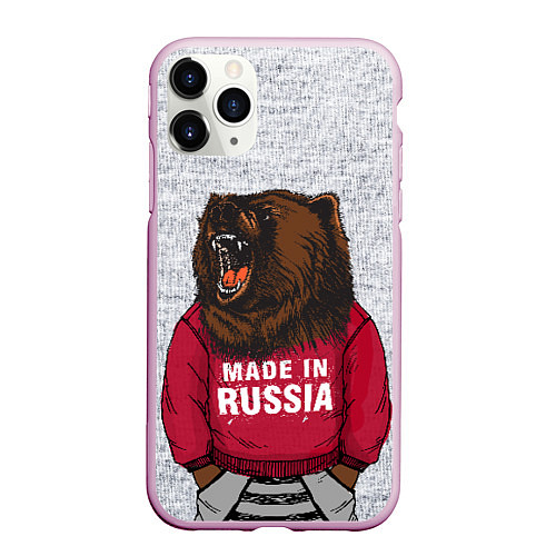 Чехол iPhone 11 Pro матовый Made in Russia / 3D-Розовый – фото 1