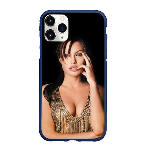 Чехол iPhone 11 Pro матовый Angelina Jolie / 3D-Тёмно-синий – фото 1