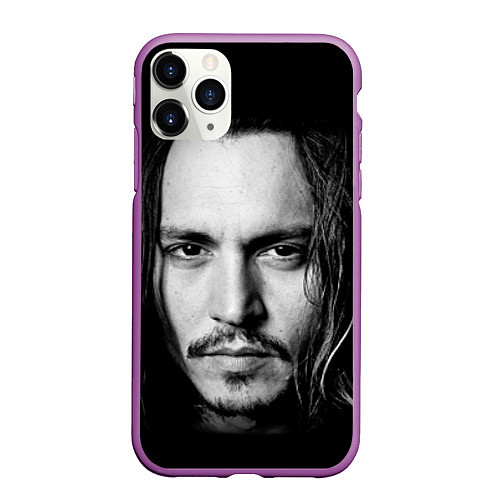 Чехол iPhone 11 Pro матовый Джонни Депп / 3D-Фиолетовый – фото 1
