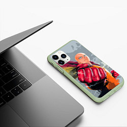 Чехол iPhone 11 Pro матовый One Punch Man Fist, цвет: 3D-салатовый — фото 2