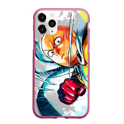 Чехол iPhone 11 Pro матовый One Punch Man Rage / 3D-Малиновый – фото 1