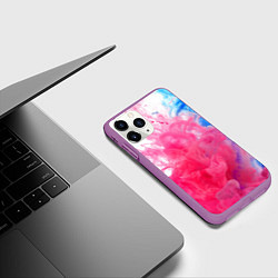 Чехол iPhone 11 Pro матовый Взрыв красок, цвет: 3D-фиолетовый — фото 2