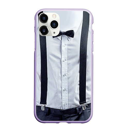 Чехол iPhone 11 Pro матовый Рубашка с подтяжками / 3D-Светло-сиреневый – фото 1