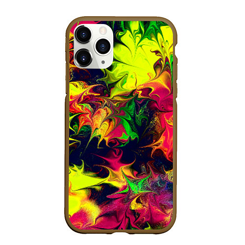 Чехол iPhone 11 Pro матовый Кислотный взрыв / 3D-Коричневый – фото 1
