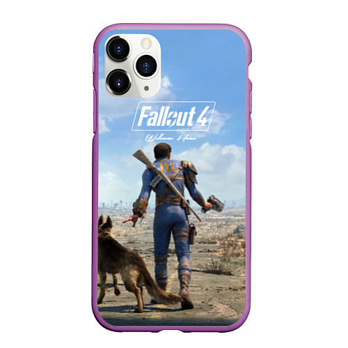 Чехол iPhone 11 Pro матовый Fallout 4: Welcome Home / 3D-Фиолетовый – фото 1