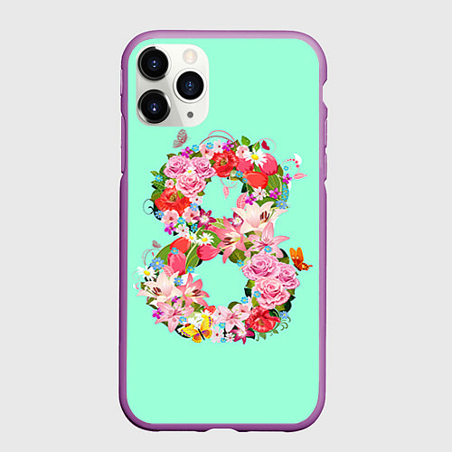 Чехол iPhone 11 Pro матовый 8 Марта / 3D-Фиолетовый – фото 1