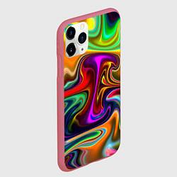 Чехол iPhone 11 Pro матовый Неоновые разводы, цвет: 3D-малиновый — фото 2