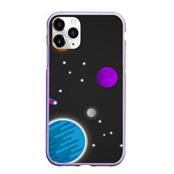 Чехол iPhone 11 Pro матовый Космос, цвет: 3D-светло-сиреневый