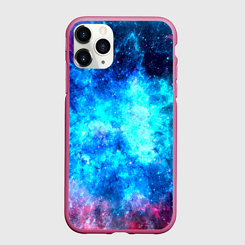 Чехол iPhone 11 Pro матовый Голубая вселенная / 3D-Малиновый – фото 1