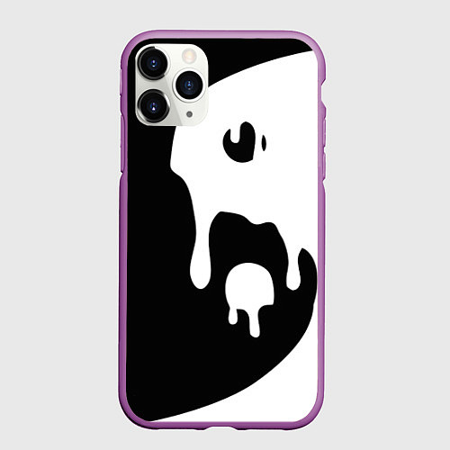 Чехол iPhone 11 Pro матовый Инь Янь / 3D-Фиолетовый – фото 1
