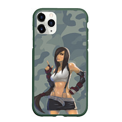 Чехол iPhone 11 Pro матовый Военная девушка Тифа Локхарт - Final Fantasy, цвет: 3D-темно-зеленый