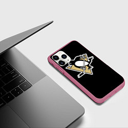 Чехол iPhone 11 Pro матовый Pittsburgh Penguins: Malkin, цвет: 3D-малиновый — фото 2