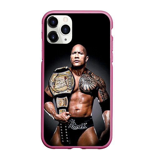 Чехол iPhone 11 Pro матовый Dwayne Johnson / 3D-Малиновый – фото 1