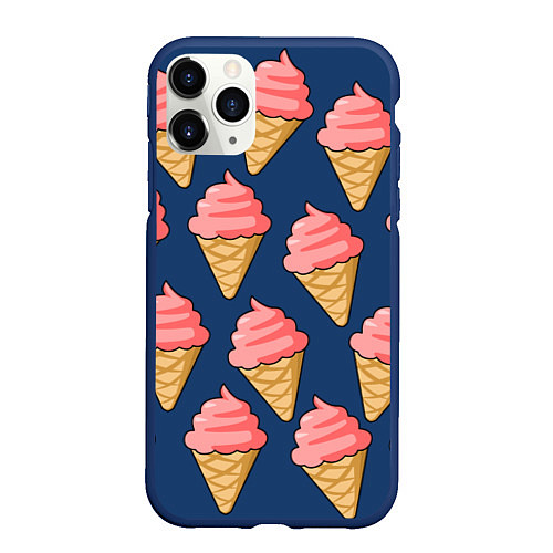 Чехол iPhone 11 Pro матовый Мороженки / 3D-Тёмно-синий – фото 1