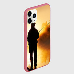 Чехол iPhone 11 Pro матовый Вечерний рыбак, цвет: 3D-малиновый — фото 2