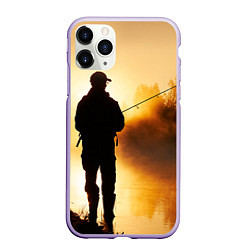 Чехол iPhone 11 Pro матовый Вечерний рыбак, цвет: 3D-светло-сиреневый