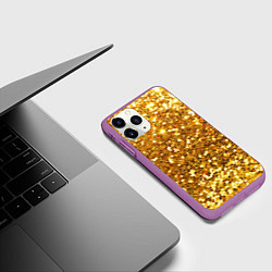 Чехол iPhone 11 Pro матовый Золотое мерцание, цвет: 3D-фиолетовый — фото 2