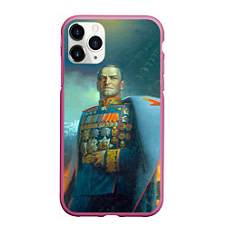 Чехол iPhone 11 Pro матовый Георгий Жуков: Маршал Победы, цвет: 3D-малиновый