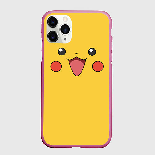 Чехол iPhone 11 Pro матовый Пикачу / 3D-Малиновый – фото 1