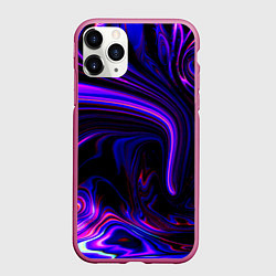 Чехол iPhone 11 Pro матовый Цветные разводы, цвет: 3D-малиновый
