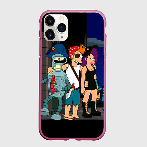 Чехол iPhone 11 Pro матовый Футурама пати / 3D-Малиновый – фото 1
