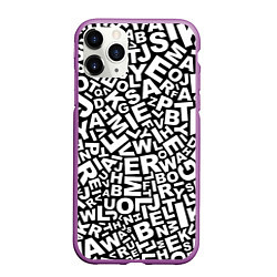 Чехол iPhone 11 Pro матовый Английский алфавит, цвет: 3D-фиолетовый