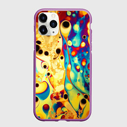 Чехол iPhone 11 Pro матовый Абстракция кислотные метаморфозы, цвет: 3D-фиолетовый