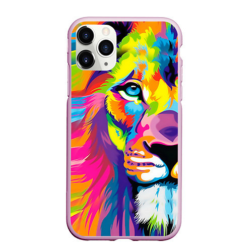 Чехол iPhone 11 Pro матовый Лев: фан-арт / 3D-Розовый – фото 1