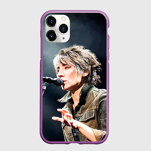 Чехол iPhone 11 Pro матовый Земфира поет / 3D-Фиолетовый – фото 1