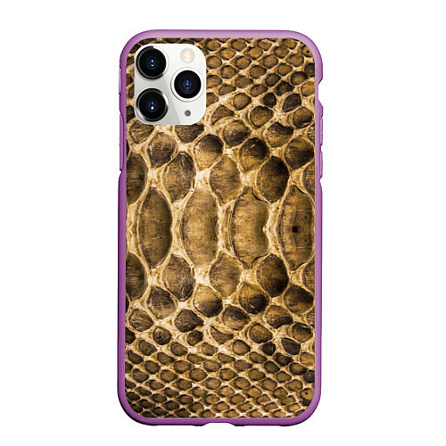 Чехол iPhone 11 Pro матовый Змеиная кожа / 3D-Фиолетовый – фото 1
