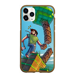 Чехол iPhone 11 Pro матовый Minecraft Woodcutter, цвет: 3D-коричневый