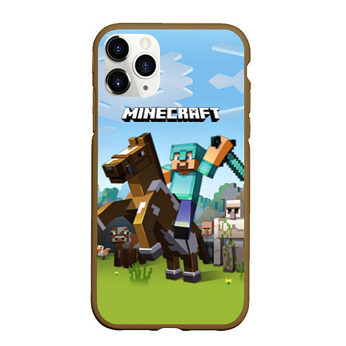 Чехол iPhone 11 Pro матовый Minecraft Rider / 3D-Коричневый – фото 1