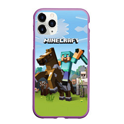 Чехол iPhone 11 Pro матовый Minecraft Rider, цвет: 3D-фиолетовый