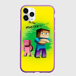 Чехол iPhone 11 Pro матовый Hello Minecraft, цвет: 3D-фиолетовый