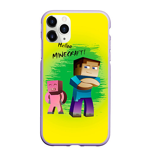 Чехол iPhone 11 Pro матовый Hello Minecraft / 3D-Светло-сиреневый – фото 1