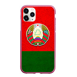 Чехол iPhone 11 Pro матовый Герб Беларуси, цвет: 3D-малиновый